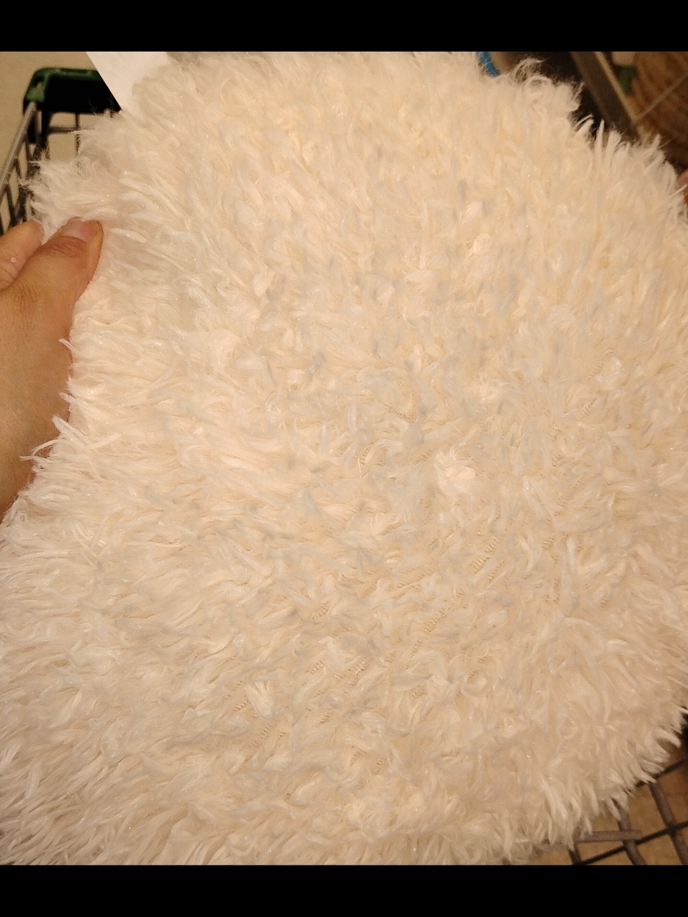Plush Round Faux Fur Accent Pillow - Cream
